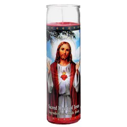 St. Jude Candle Co. Sacred Heart of Jesus Strawberry Scented Religious Candle - Red Wax