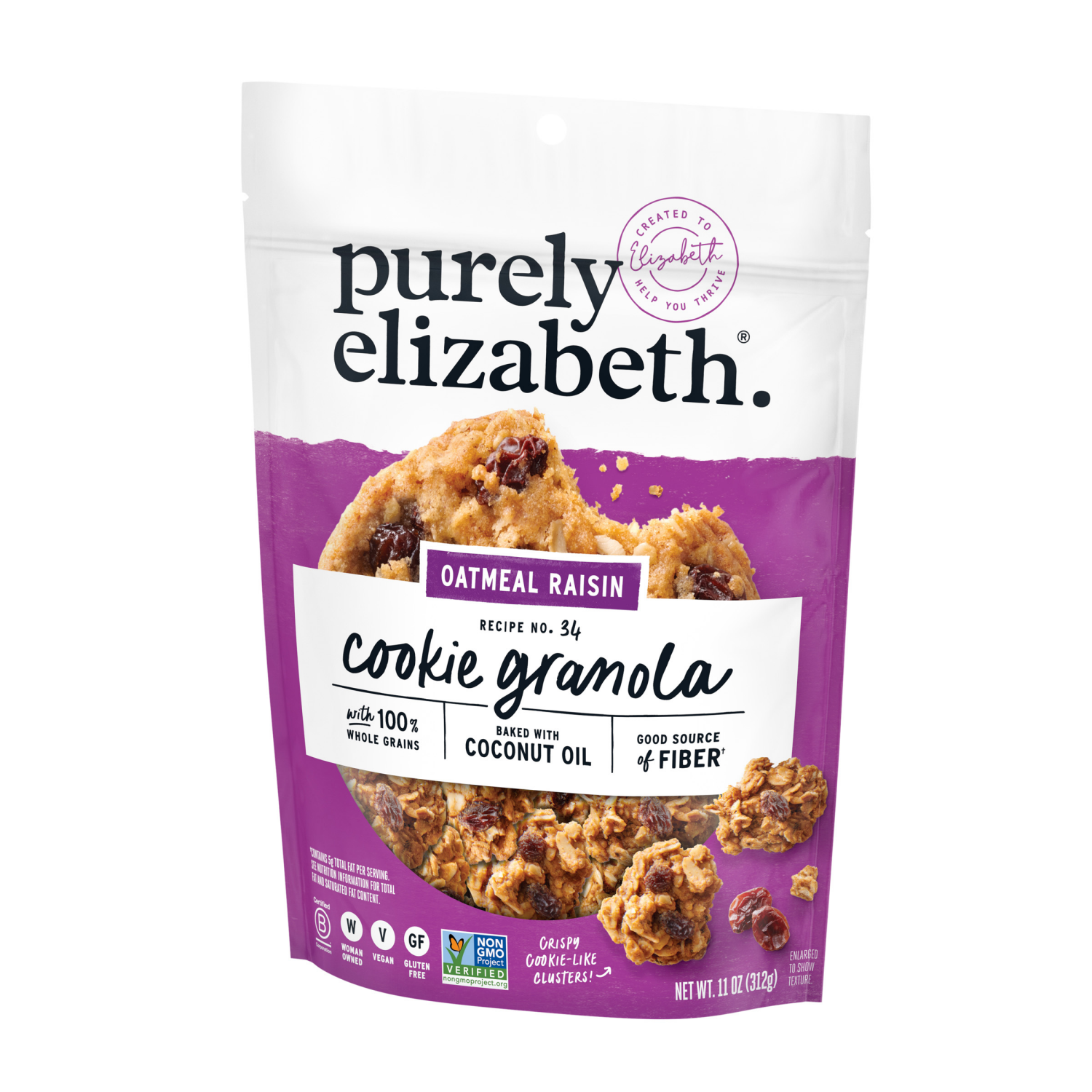 slide 4 of 8, Purely Elizabeth Oatmeal Raisin Cookie Granola Gluten-Free Non GMO 11 oz., 11 oz