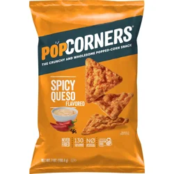PopCorners The Crunchy And Wholesome Popped-Corn Snack Spicy Queso Flavored 7 Oz
