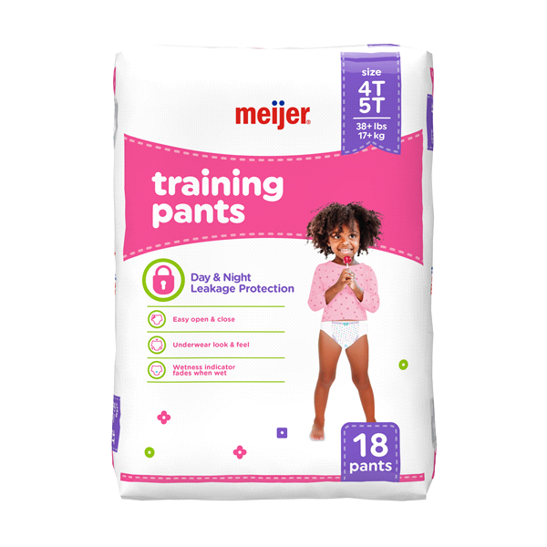 slide 1 of 1, Meijer Training Pants Jumbo Girl 4T/5T, 18 ct