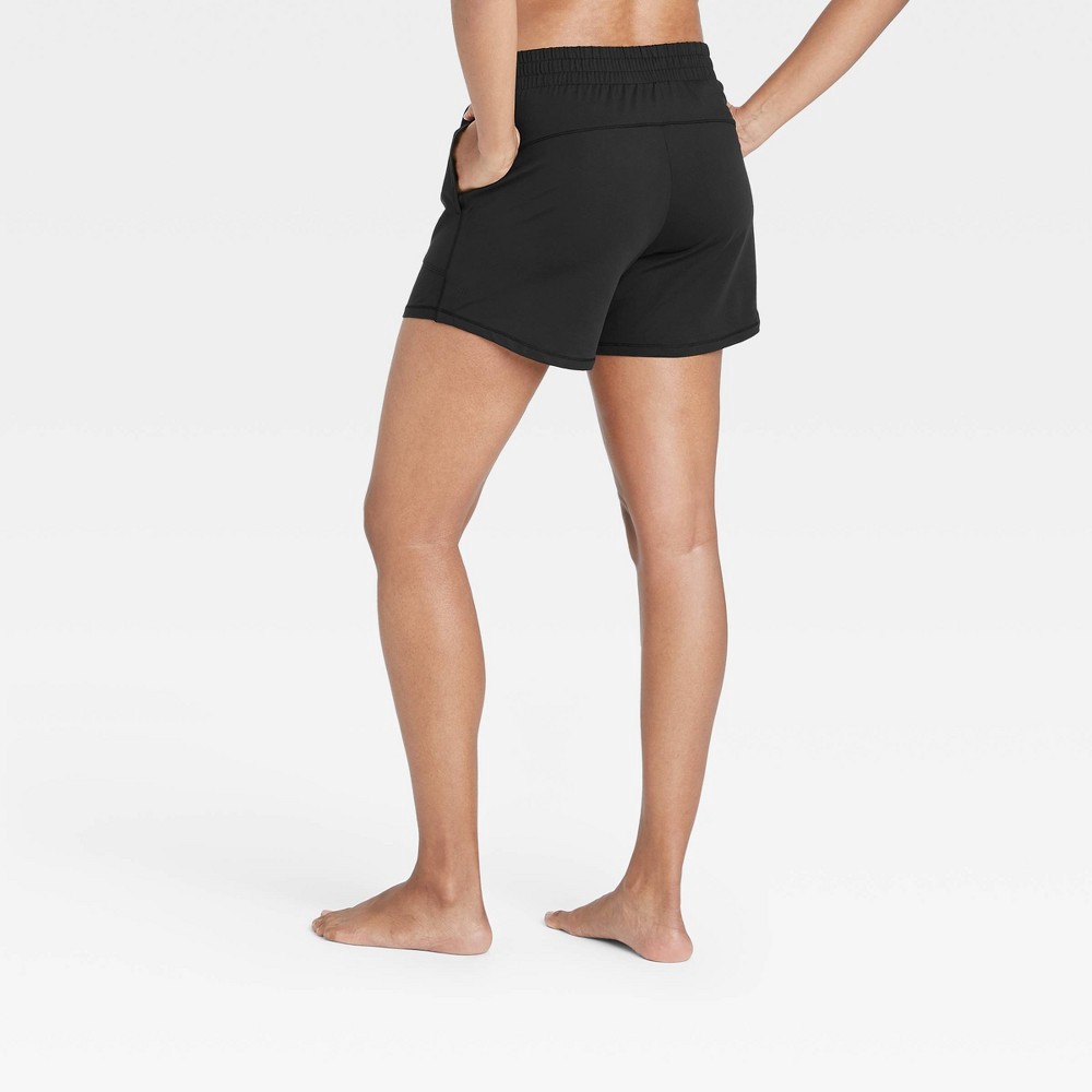 slide 6 of 6, Women's Mid-Rise Knit Shorts 5" - All in Motion Black M, 1 ct