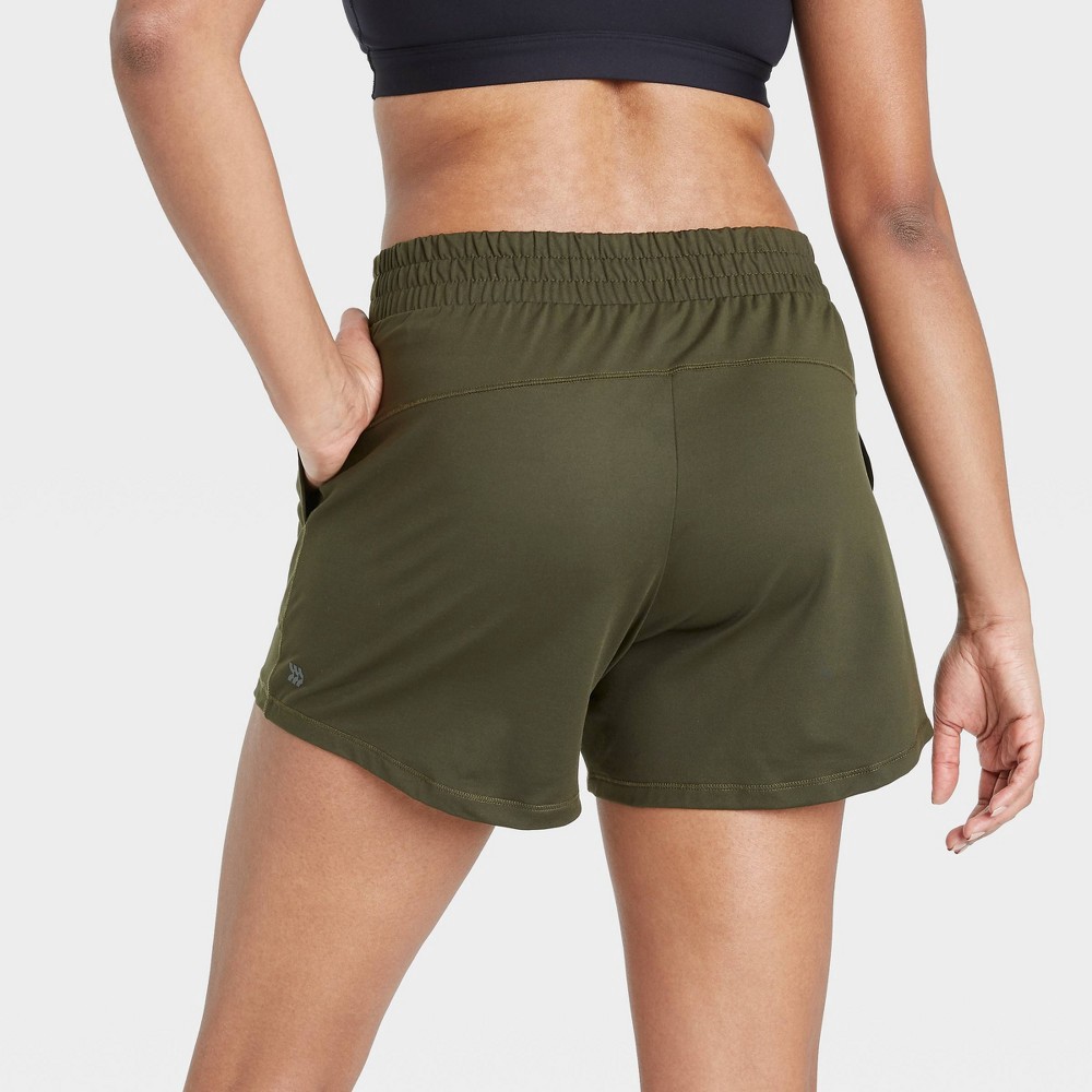 Women's Mid-Rise Knit Shorts 5 - All in Motion Olive Green XS 1