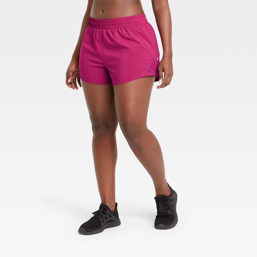 Women's MidRise Run Shorts 3" All in Motion Cranberry M 1 ct Shipt