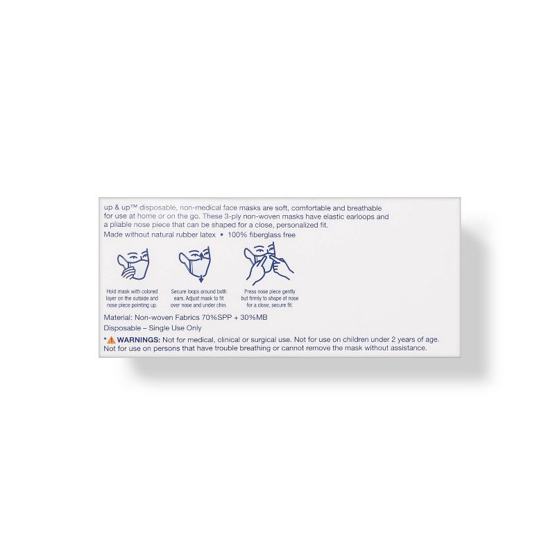 slide 2 of 3, Face Mask Non Medical - 50ct - up & up, 50 ct