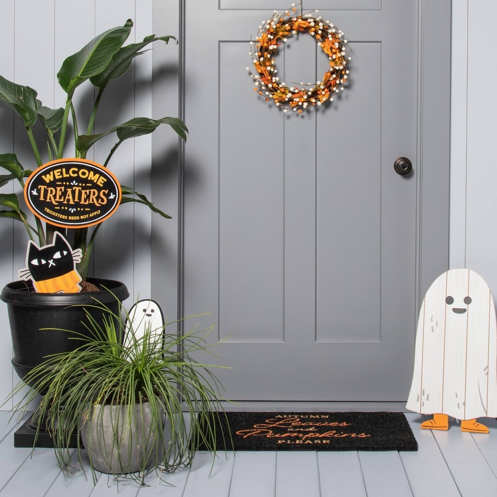 slide 2 of 3, Cat/Ghost Yard Stake Halloween Decorative Scene Prop - Hyde & EEK! Boutique, 2 ct