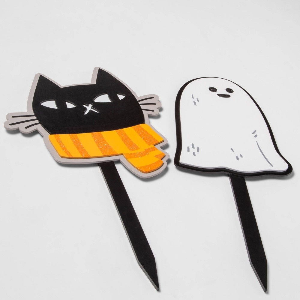 slide 3 of 3, Cat/Ghost Yard Stake Halloween Decorative Scene Prop - Hyde & EEK! Boutique, 2 ct