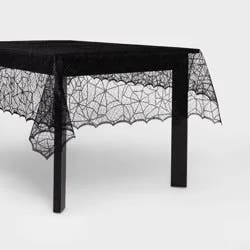 60"x84" Lace Halloween Tablecloth - Hyde and EEK! Boutique™: Eerie Cobweb Design, Polyester Fabric, Festive Dining Decor