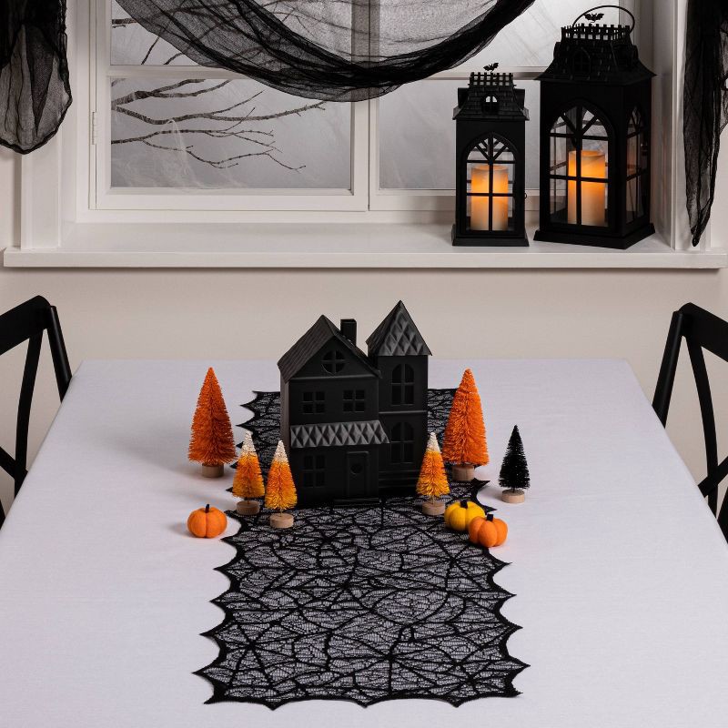 slide 2 of 3, 14"x48" Lace Halloween Table Runner - Hyde and EEK! Boutique™, 1 ct