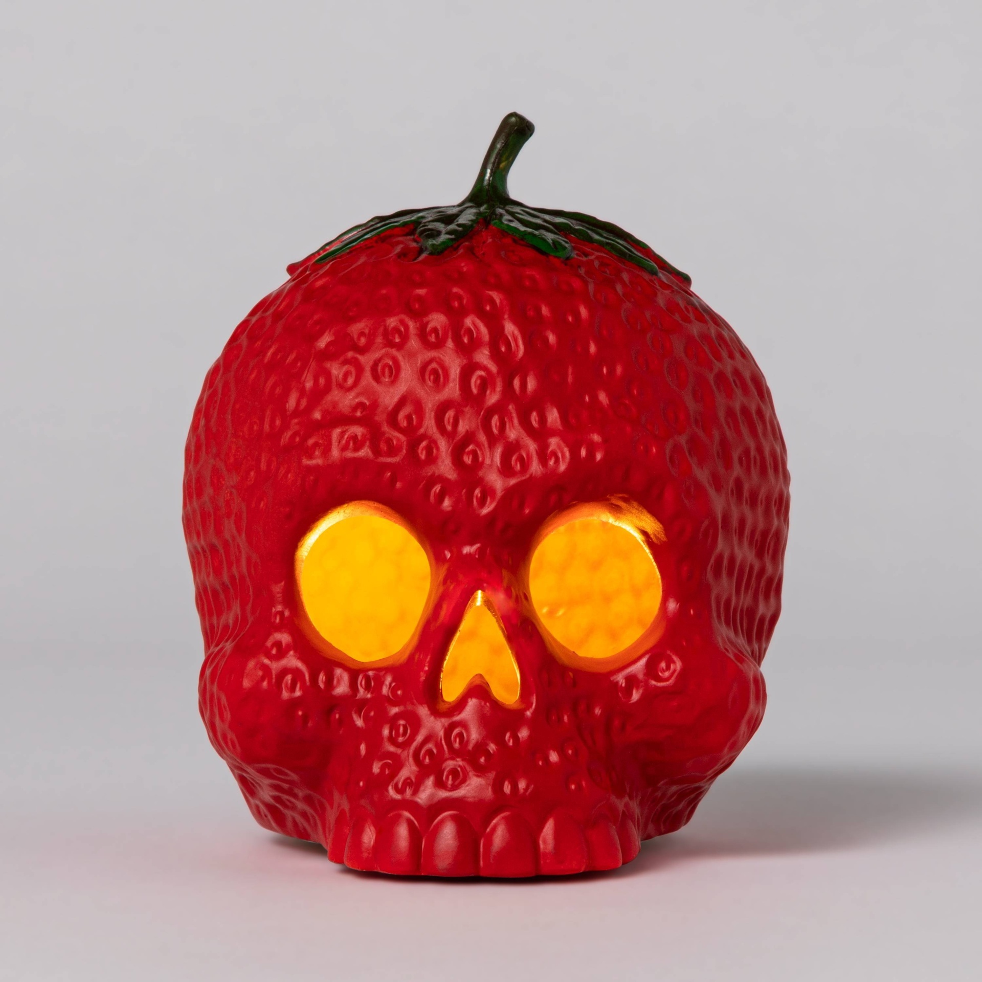 slide 1 of 3, Light Up Strawberry Skull Fruit Halloween Decorative Prop - Hyde & EEK! Boutique, 1 ct