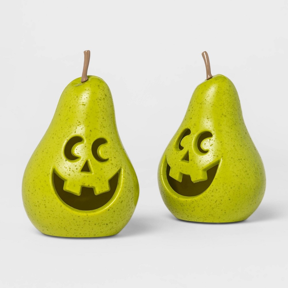 slide 3 of 3, Light Up Pear Halloween Decorative Prop - Hyde & EEK! Boutique, 2 ct