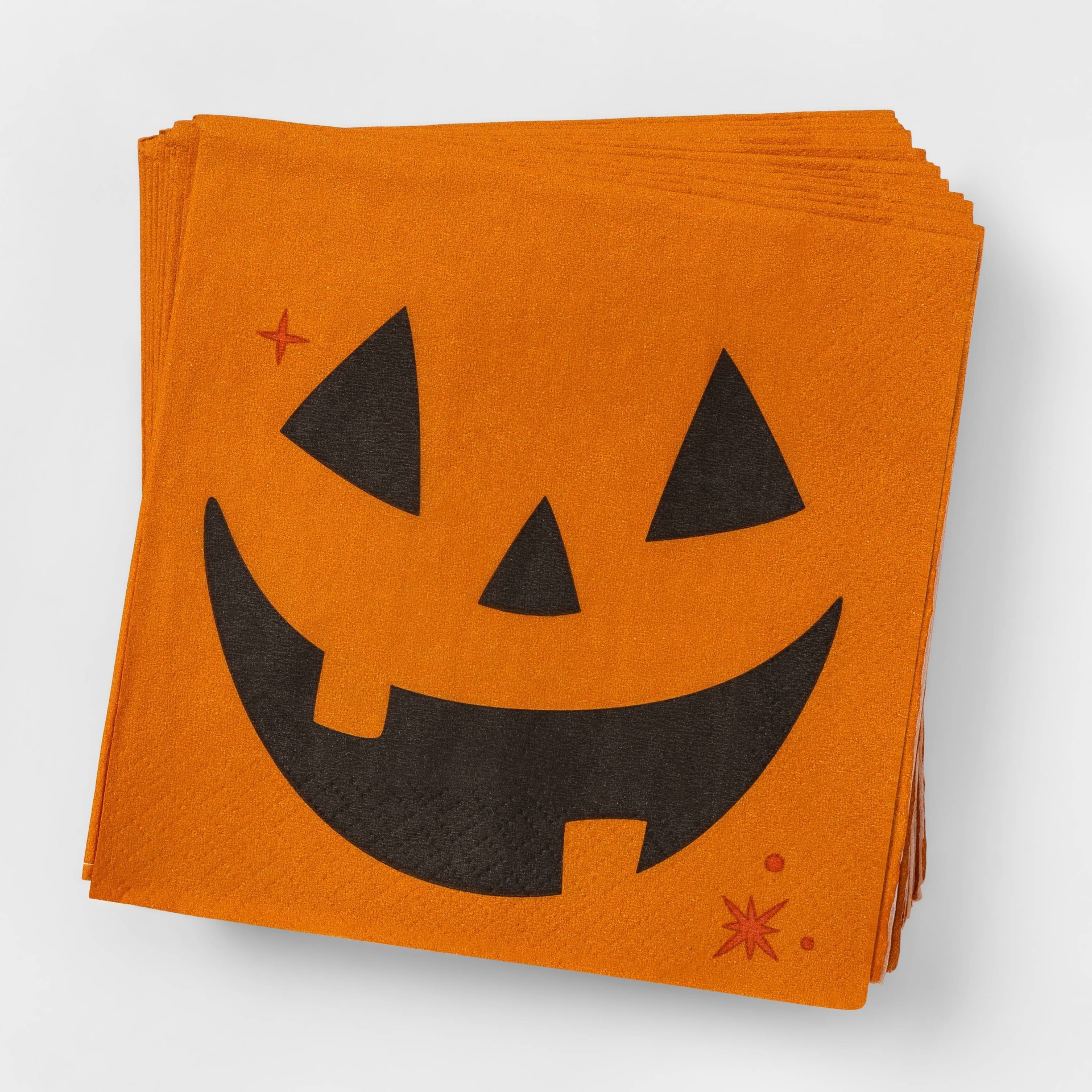 slide 1 of 3, 30ct Orange/Black Disposable Pumpkin Face Halloween Beverage Napkins - Hyde & EEK! Boutique, 30 ct