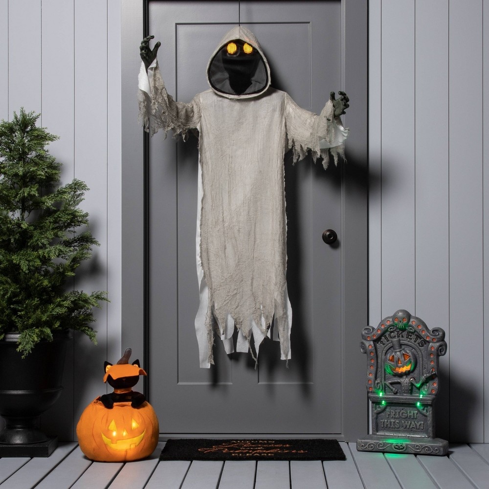 slide 2 of 3, Animated Cat Popping Out of Pumpkin Halloween Decorative Prop - Hyde & EEK! Boutique, 1 ct