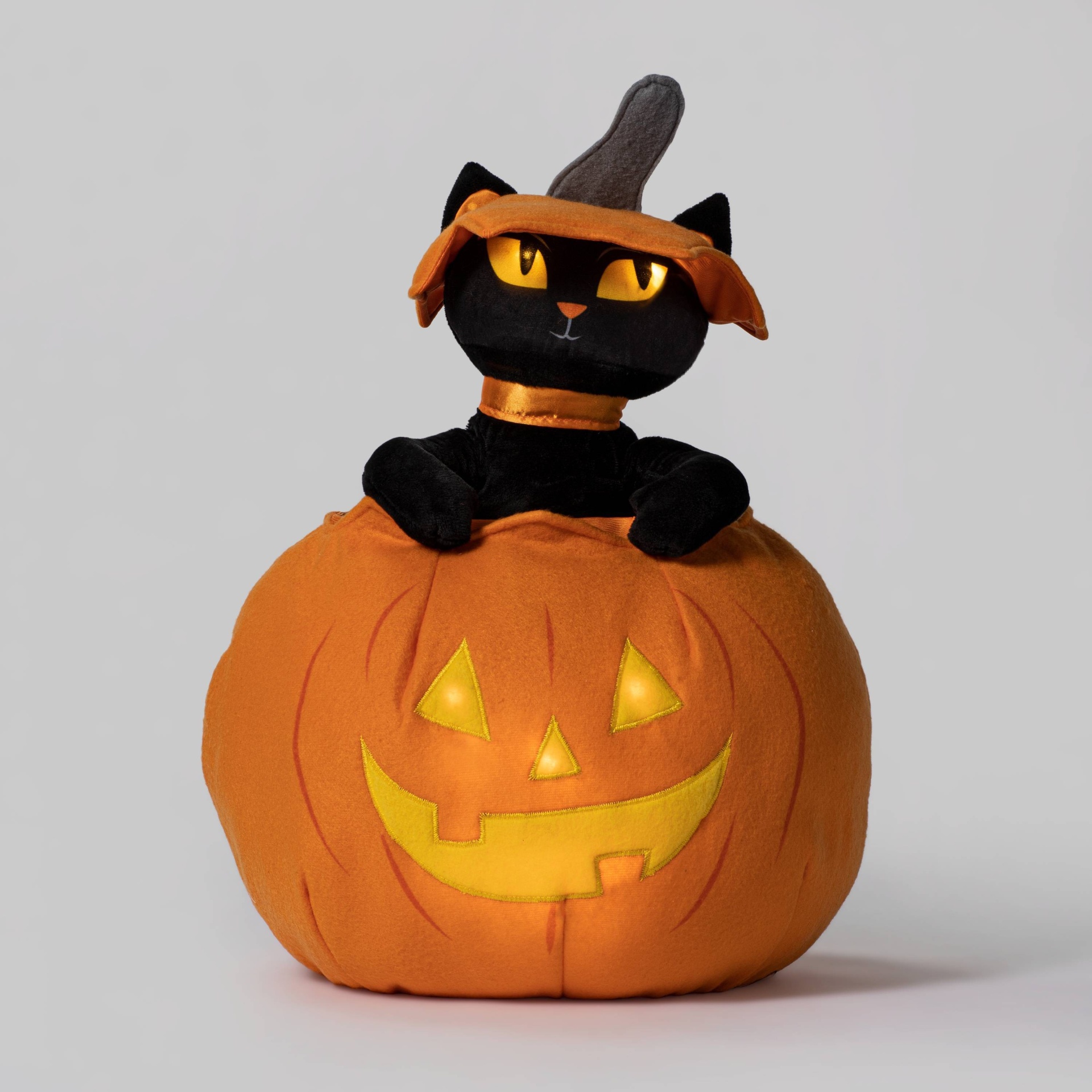 Animated Cat Popping Out of Pumpkin Halloween Decorative Prop