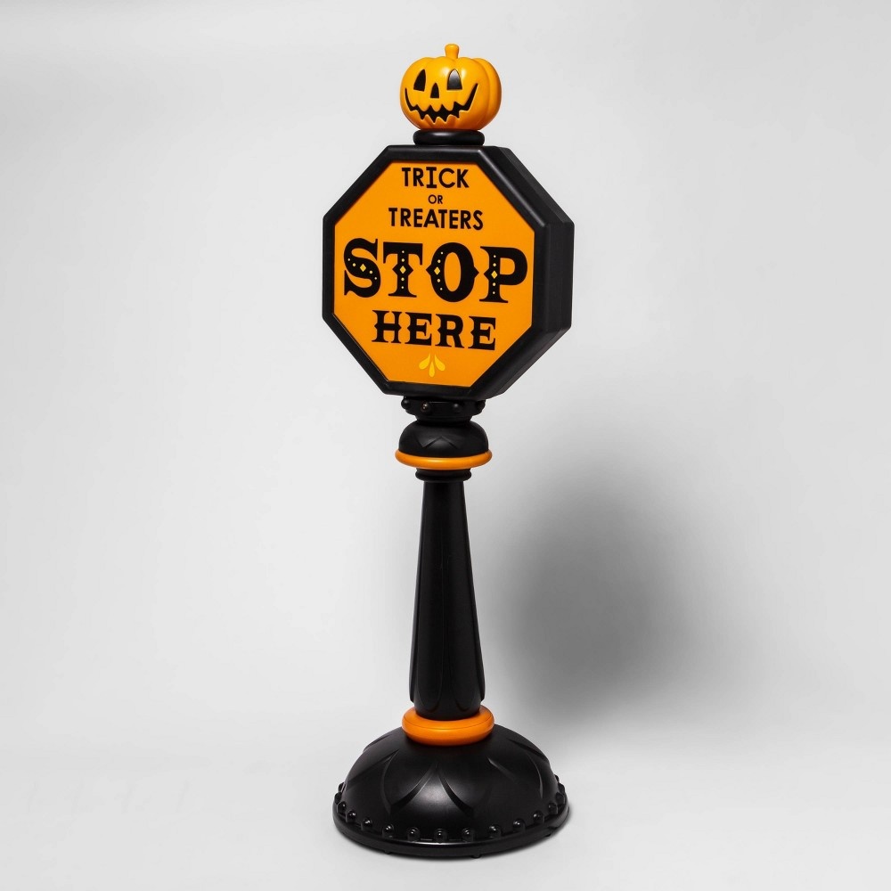 slide 3 of 4, 42" Light Up Trick or Treat Stop Sign Halloween Decorative Prop - Hyde & EEK! Boutique, 1 ct