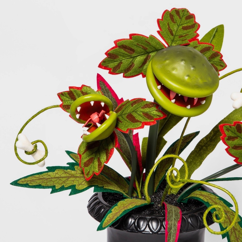 slide 3 of 3, 24" Ghoulish Garden Blood Succulents Faux Halloween Creepy Venus Fly Trap with Black Planter - Hyde & EEK! Boutique, 1 ct