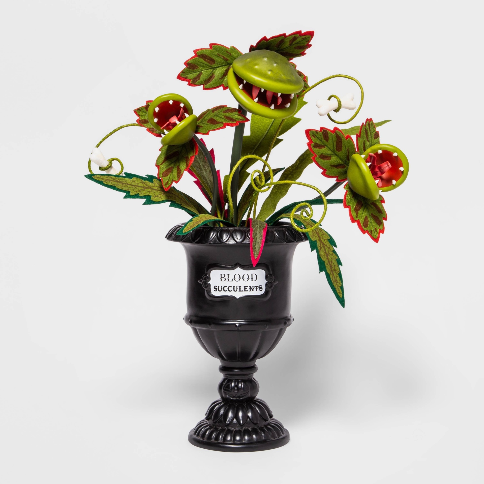 slide 1 of 3, 24" Ghoulish Garden Blood Succulents Faux Halloween Creepy Venus Fly Trap with Black Planter - Hyde & EEK! Boutique, 1 ct