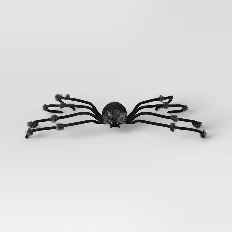 slide 1 of 2, 50" Plush Spider Halloween Decorative Prop Black - Hyde and EEK! Boutique™: Indoor Seasonal Unlit Scene Prop, 1 ct