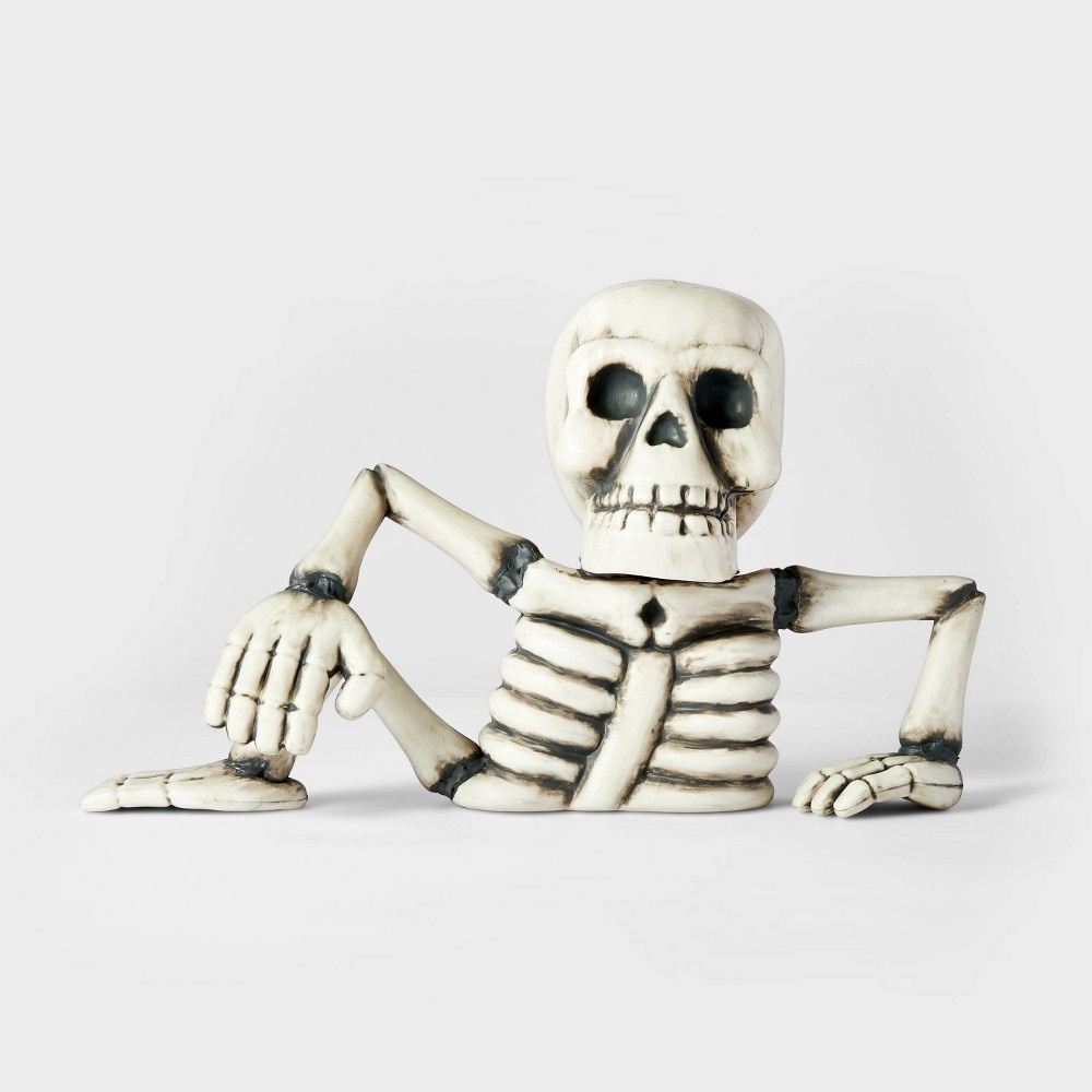 slide 2 of 2, Yard Stake Groundbreaker Friendly Skeleton Top of Body and Leg Lit Halloween Decorative Holiday Scene Prop - Hyde & EEK! Boutique, 1 ct