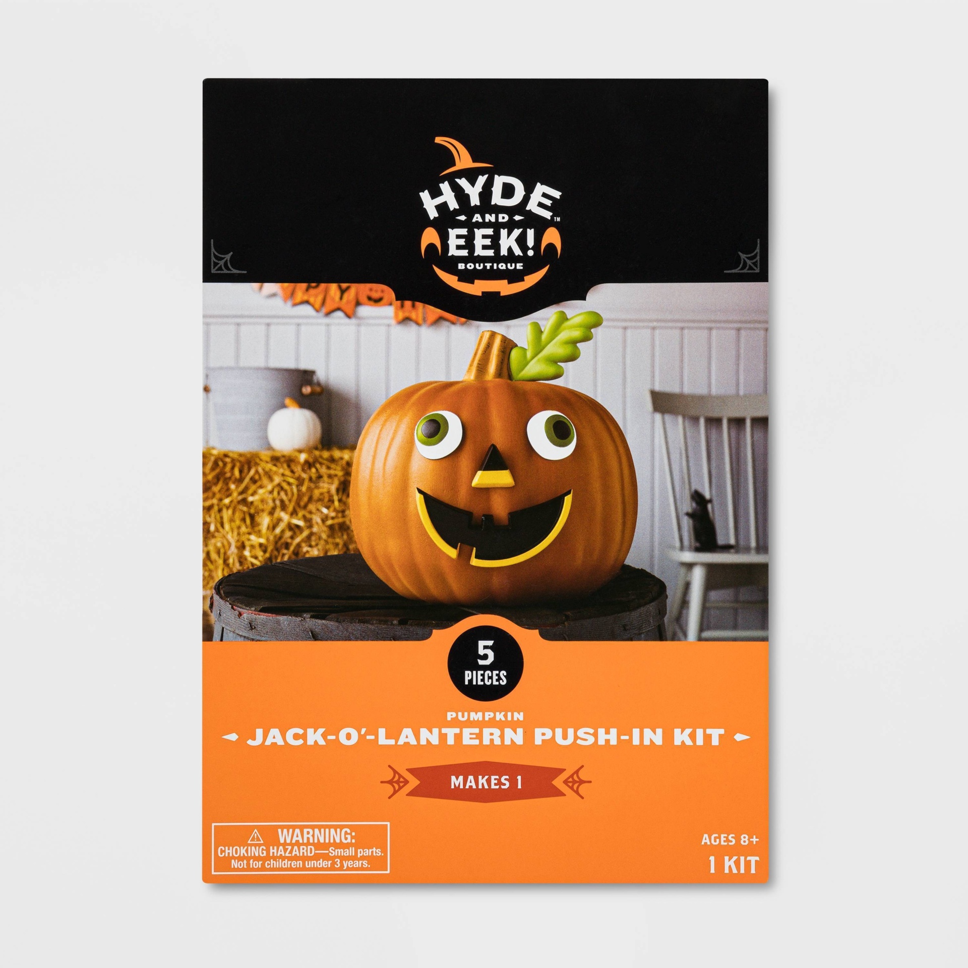 slide 1 of 3, Jack-O'-Lantern Pumpkin Push-In Halloween Decorating Kit - Hyde & EEK! Boutique, 1 ct