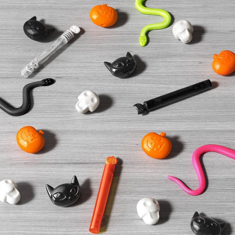 slide 2 of 3, 8ct Cat Skull Pumpkin Bubble Sticks - Hyde & EEK! Boutique™: Cat, Skull, Pumpkin Toppers, Multicolor, 8 ct