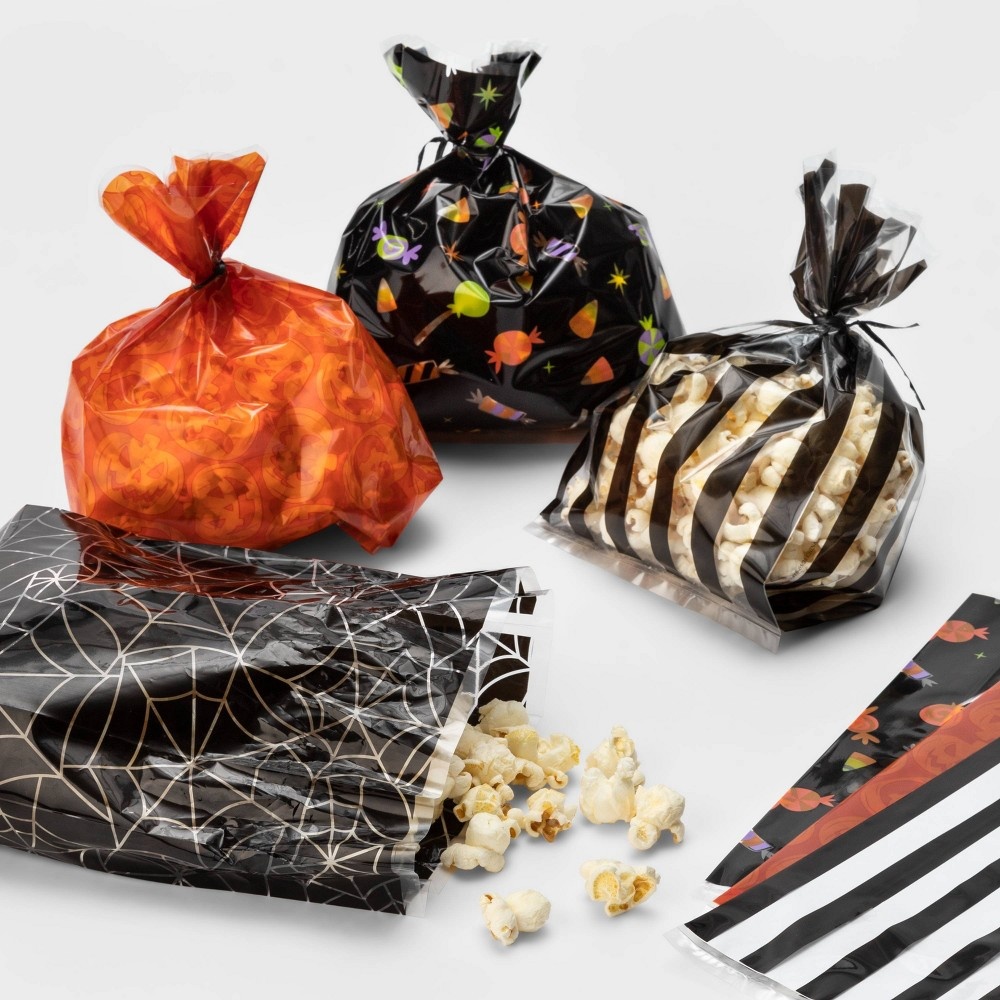 slide 2 of 3, 12ct Black Stripe Treat Bag Halloween Party Favors - Hyde & EEK! Boutique, 12 ct