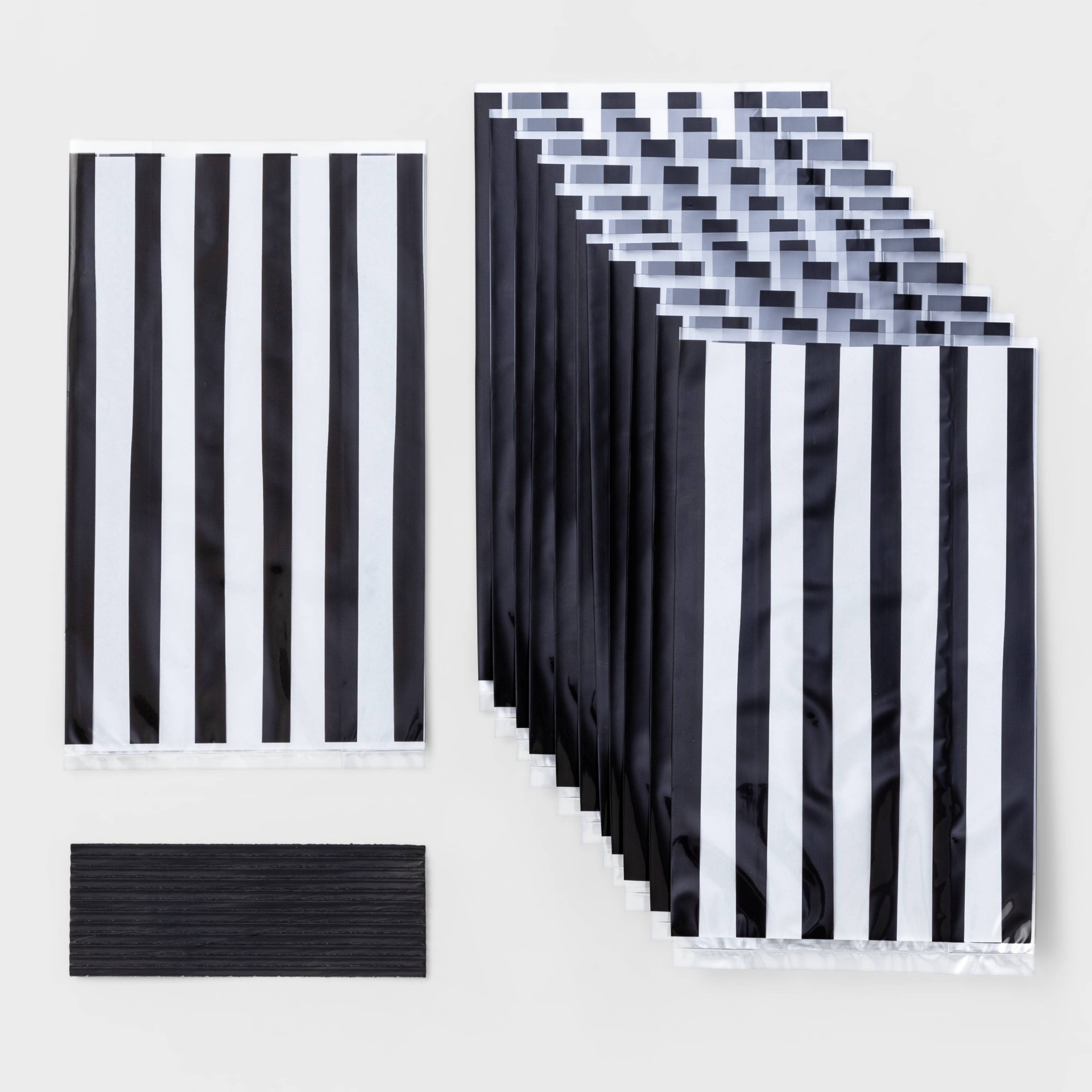 slide 1 of 3, 12ct Black Stripe Treat Bag Halloween Party Favors - Hyde & EEK! Boutique, 12 ct