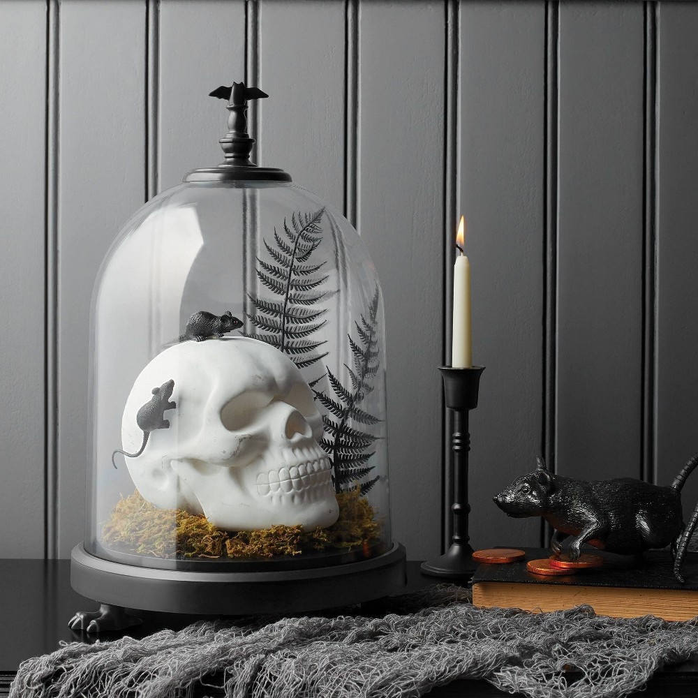 slide 2 of 2, Large Black Cloche with Bat Halloween Decorative Prop - Hyde & EEK! Boutique, 1 ct