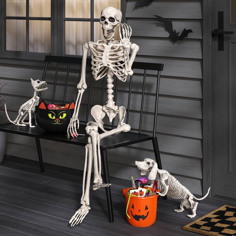 slide 2 of 3, 60" Posable Skeleton Halloween Decorative Mannequin: Hyde & EEK! Boutique™, 5ft Indoor/Outdoor Display, 5 ft