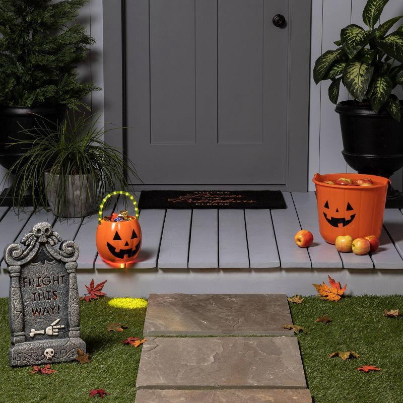 slide 2 of 3, 14" Jumbo Stackable Trick or Treat Halloween Pumpkin Pail - Hyde & EEK! Boutique™: Festive Orange Container, 1 ct