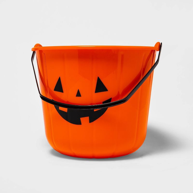 slide 3 of 3, 14" Jumbo Stackable Trick or Treat Halloween Pumpkin Pail - Hyde & EEK! Boutique™: Festive Orange Container, 1 ct