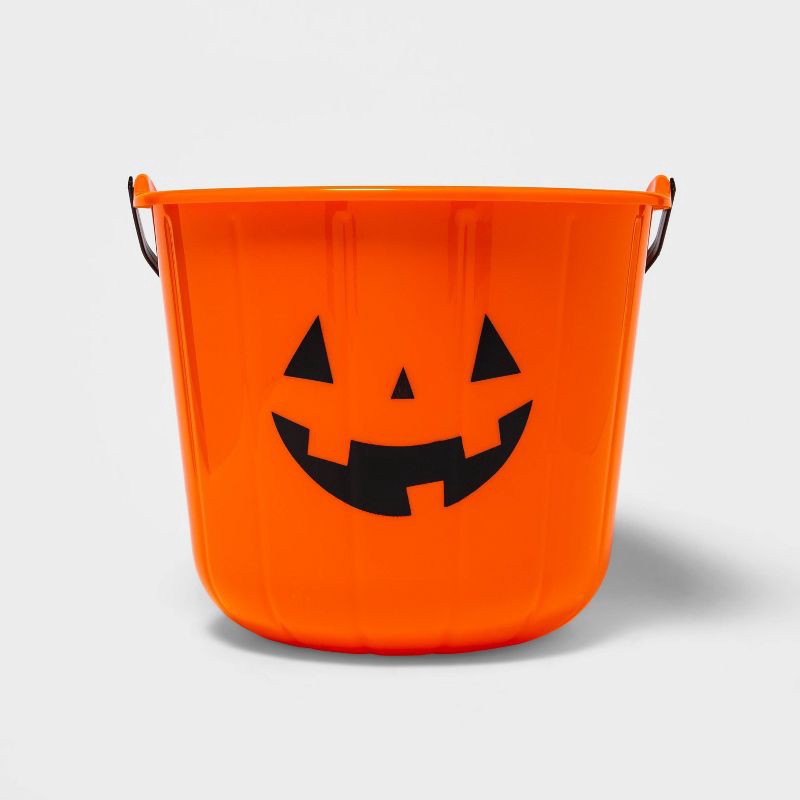 slide 1 of 3, 14" Jumbo Stackable Trick or Treat Halloween Pumpkin Pail - Hyde & EEK! Boutique™: Festive Orange Container, 1 ct