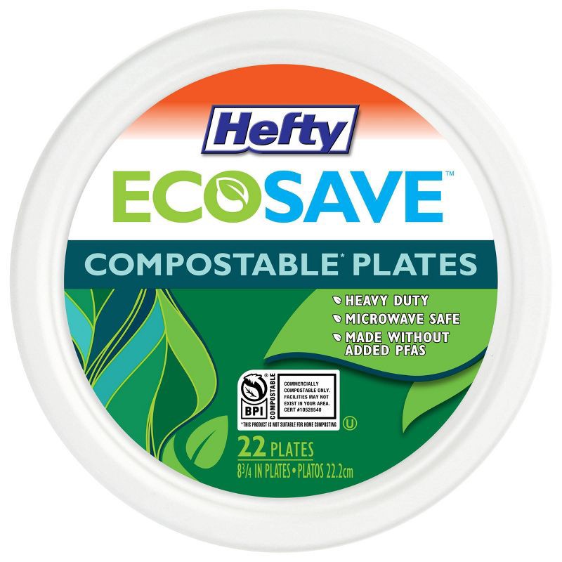 slide 1 of 7, Hefty EcoSave Molded Fiber 8 3/4" Plates - 22ct, 22 ct