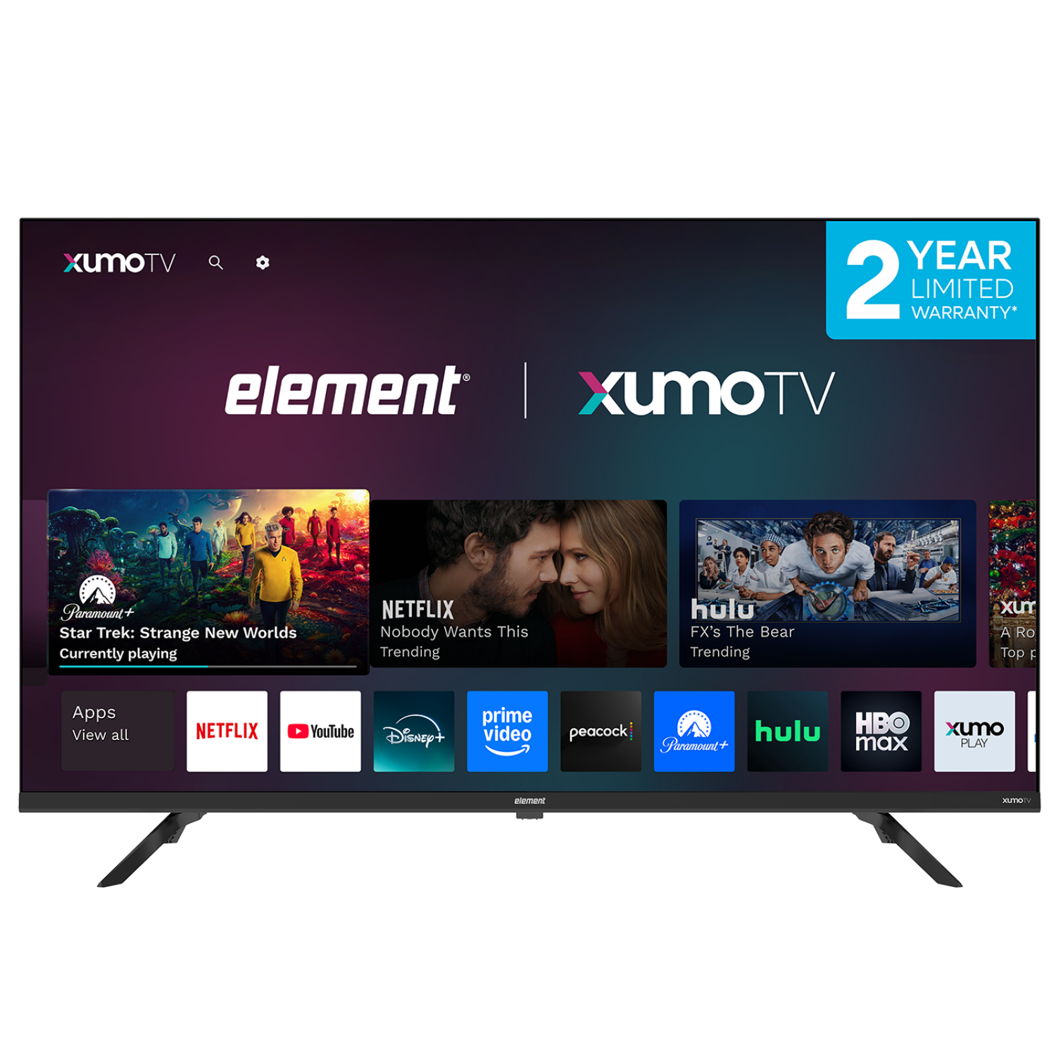 slide 1 of 8, Element 43" 4K UHD HDR Frameless Xumo TV, 1 ct