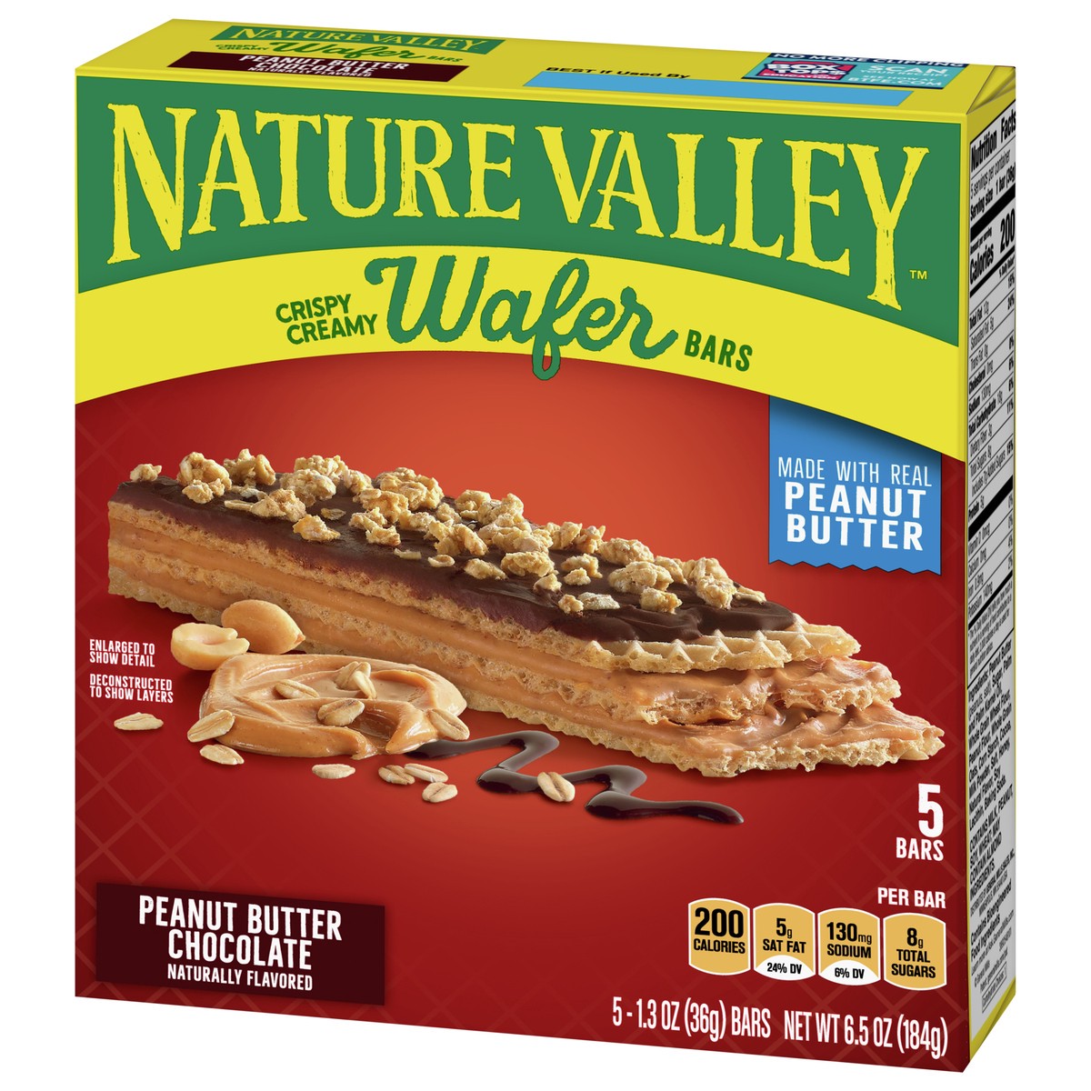 slide 2 of 9, Nature Valley Wafer Bars, Peanut Butter Chocolate, 1.3 oz, 5 ct, 5 ct