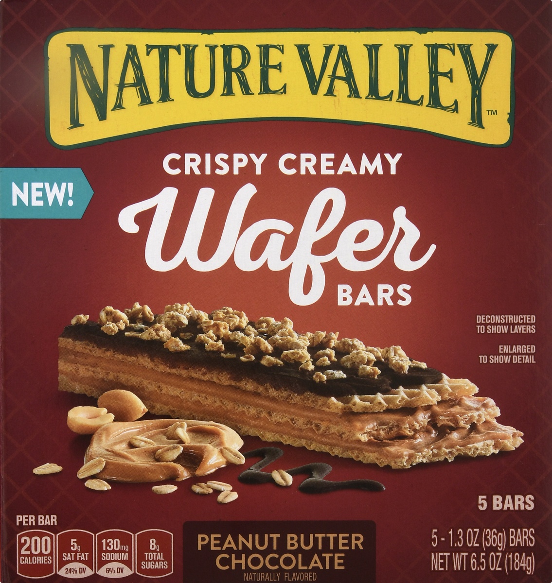 slide 9 of 10, Nature Valley Peanut Butter Chocolate Wafer Bar, 5 ct