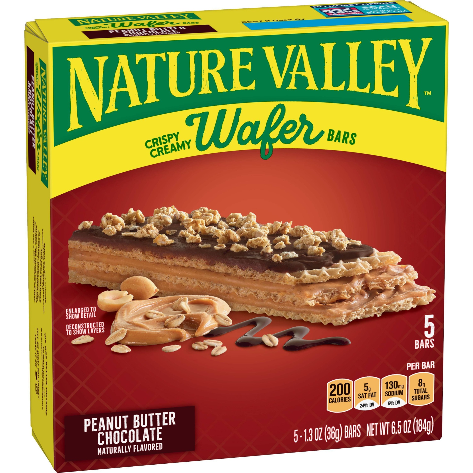 slide 1 of 10, Nature Valley Peanut Butter Chocolate Wafer Bar, 5 ct