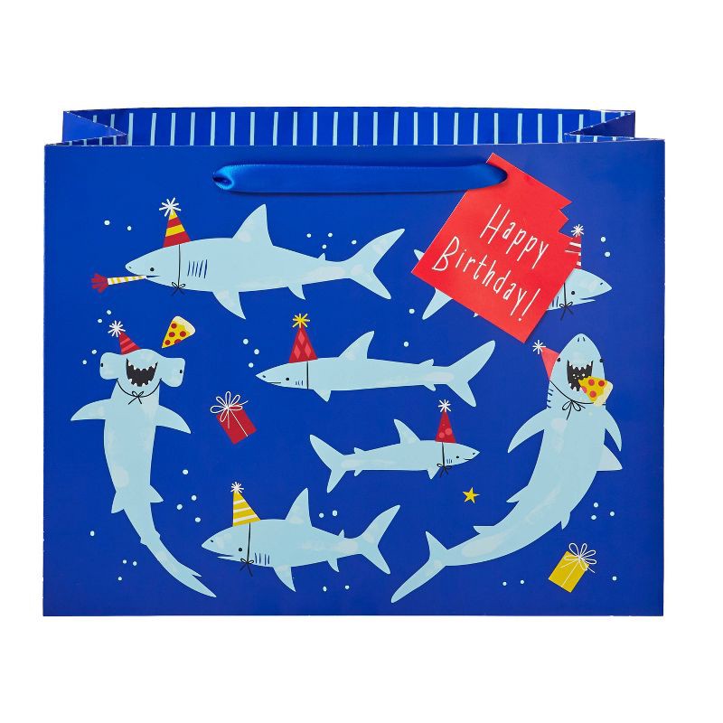 slide 1 of 3, Large Shark Party Gift Bag - Spritz™, 1 ct