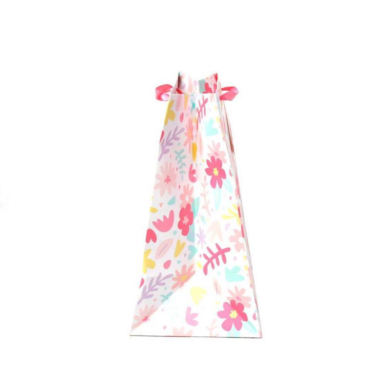 slide 2 of 4, Square Floral Gift Bag with Glitter - Spritz™: Multicolor Botanical Birthday Medium Gift Bag, 1 ct