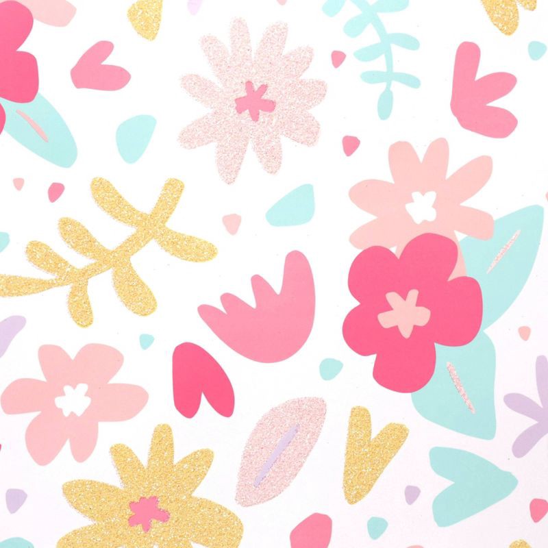 slide 4 of 4, Square Floral Gift Bag with Glitter - Spritz™: Multicolor Botanical Birthday Medium Gift Bag, 1 ct