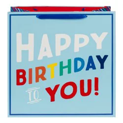 Large Square 'Happy Birthday To You' Gift Bag Blue - Spritz™: Large Multicolor Typography for Boys