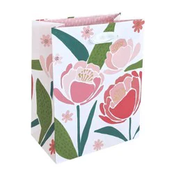 XS Petite Floral Gift Bag White/Pink - Spritz™: Small Birthday Gift Bag, Botanical Pattern, 6.25" Height, Paper Material