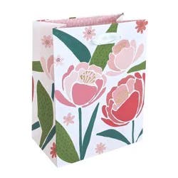XS Petite Floral Gift Bag White/Pink - Spritz™: Small Birthday Gift Bag, Botanical Pattern, 6.25" Height, Paper Material