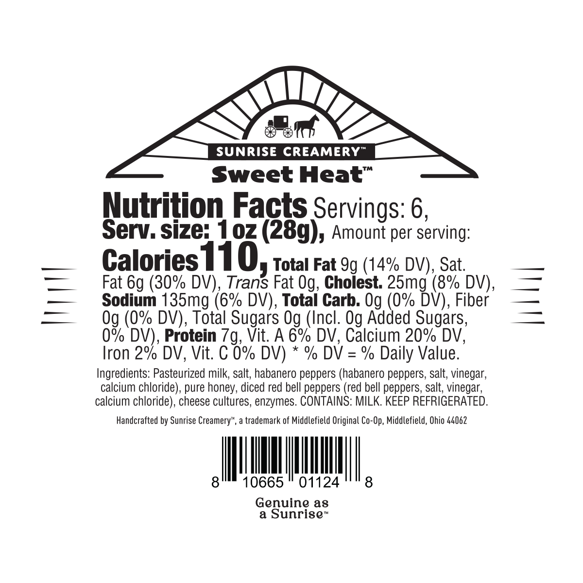 slide 2 of 2, Sunrise Creamery Sweet Heat Cheese 6 oz, 6 oz