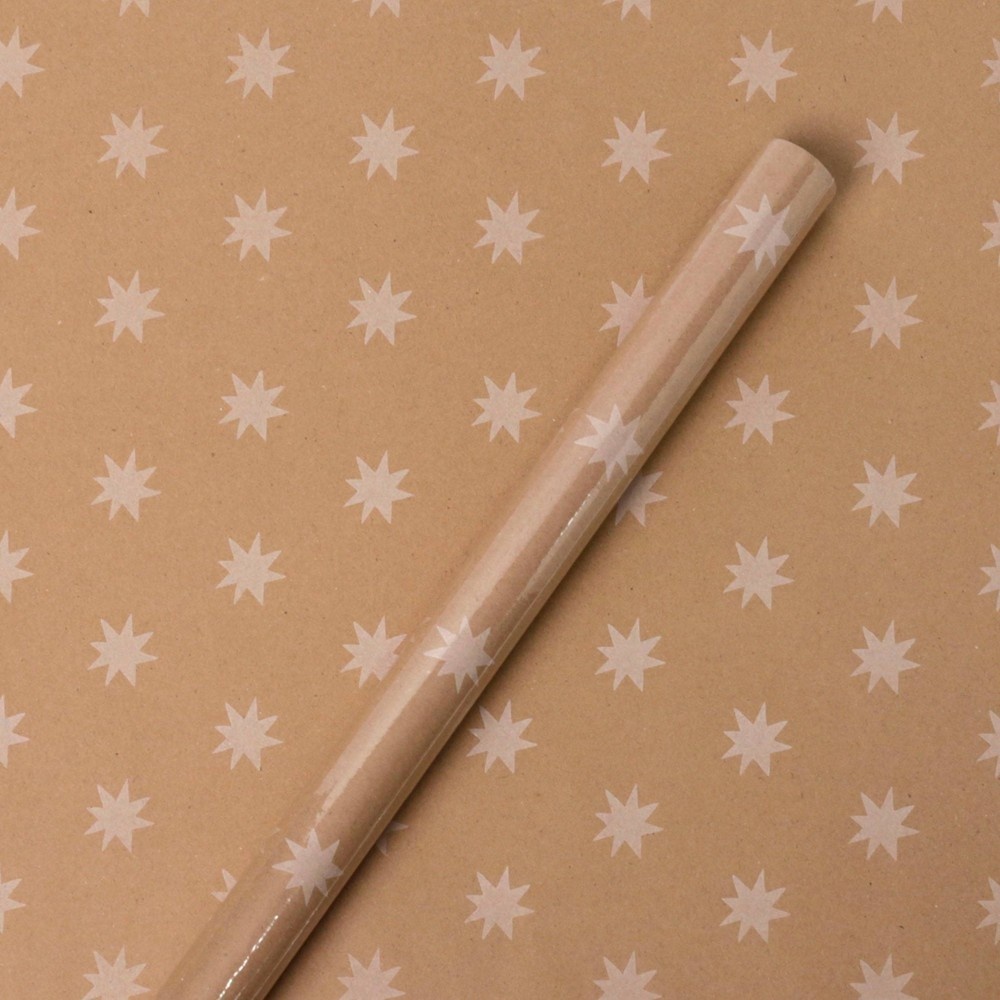 slide 2 of 3, Recycled Paper Star Kraft Wrapping Paper - Spritz, 1 ct