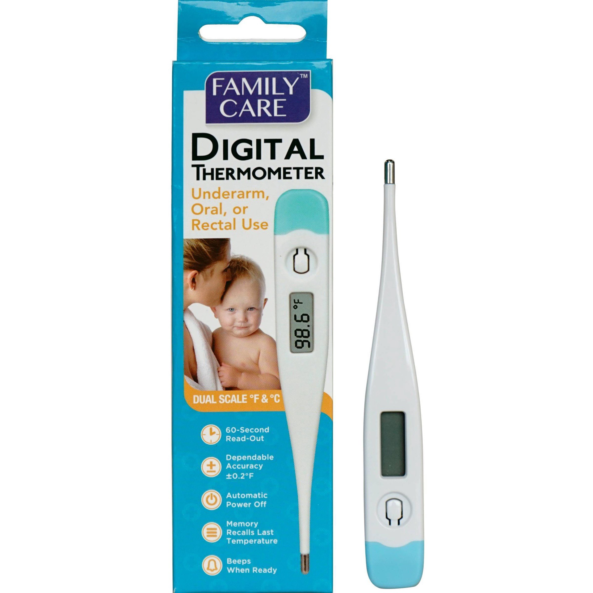 slide 1 of 4, Family Care Digital Thermometer, 1 ct