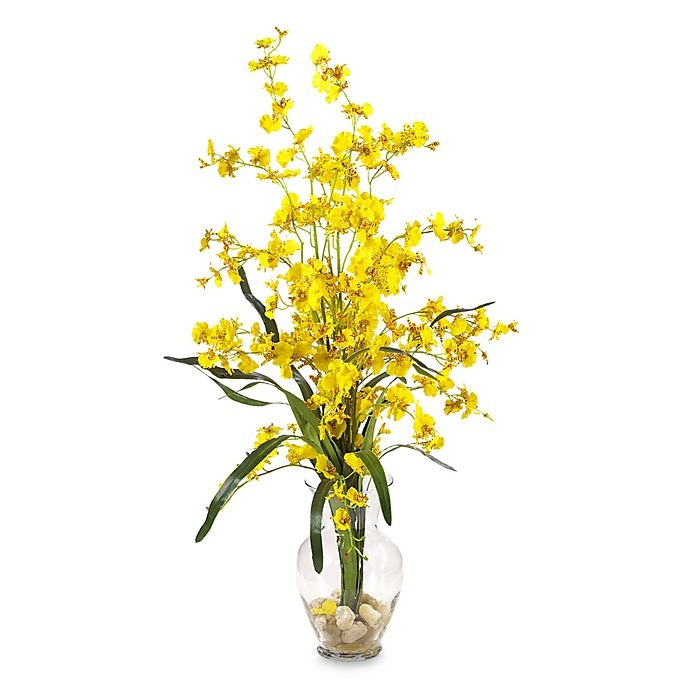 slide 1 of 1, Nearly Natural Dancing Lady Liquid Illusion Silk Flower Arrangement - Yellow, 31 in