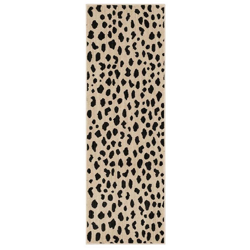 slide 1 of 10, 2'4"x7' Daffodil Leopard Print Woven Rug Black/White - Threshold™: Bohemian Runner, Indoor, Low Pile, Polyester, 1 ct