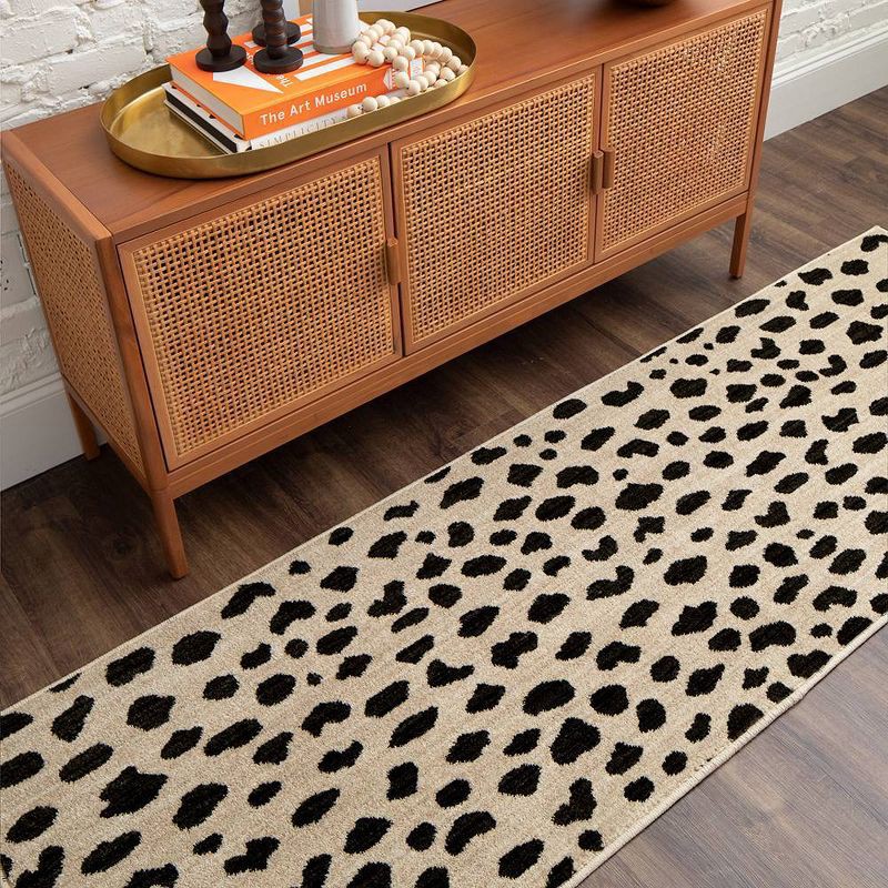 slide 8 of 10, 2'4"x7' Daffodil Leopard Print Woven Rug Black/White - Threshold™: Bohemian Runner, Indoor, Low Pile, Polyester, 1 ct