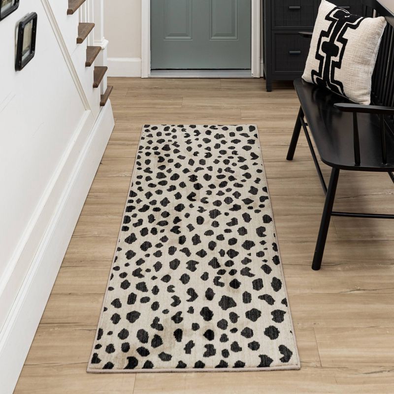 slide 9 of 10, 2'4"x7' Daffodil Leopard Print Woven Rug Black/White - Threshold™: Bohemian Runner, Indoor, Low Pile, Polyester, 1 ct