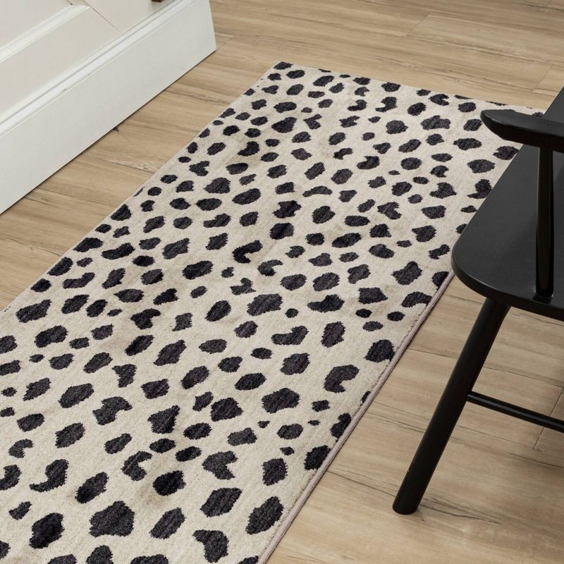 slide 10 of 10, 2'4"x7' Daffodil Leopard Print Woven Rug Black/White - Threshold™: Bohemian Runner, Indoor, Low Pile, Polyester, 1 ct